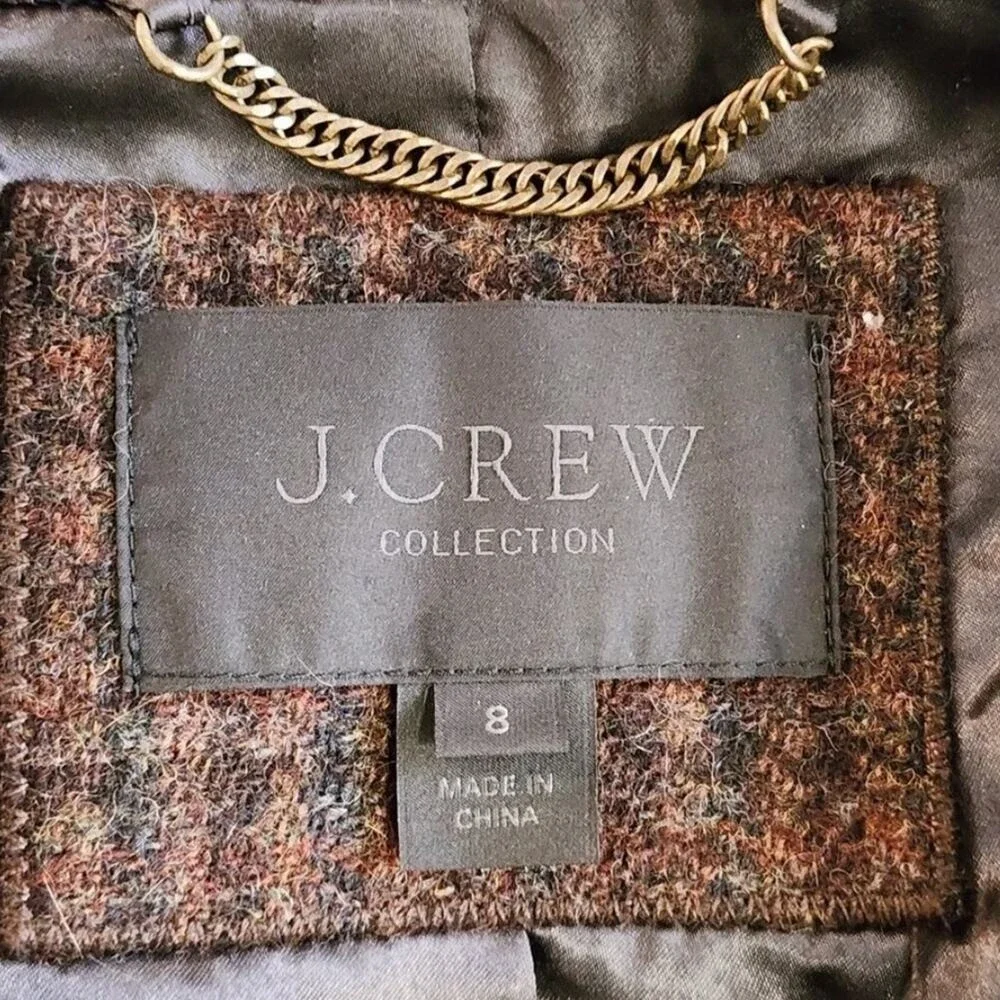 J.CREW COLLECTION Wool Coat Brown Blazer Plaid 8